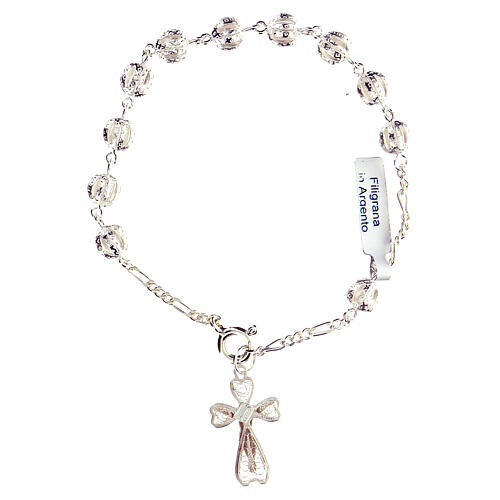 Single decade rosary bracelet of 800 silver filigree 2