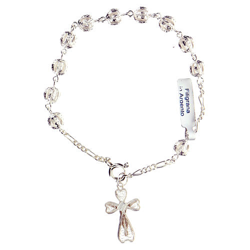 Bracciale decina rosario filigrana in argento 800 2