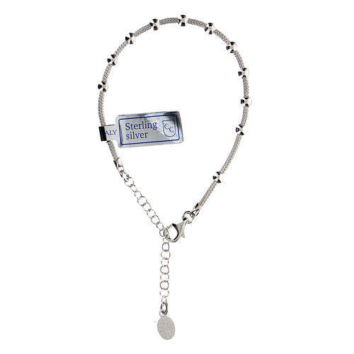 Single decade rosary bracelet with Miraculous Medal, rhodium-plated 925 silver 1