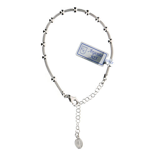 Single decade rosary bracelet with Miraculous Medal, rhodium-plated 925 silver 2