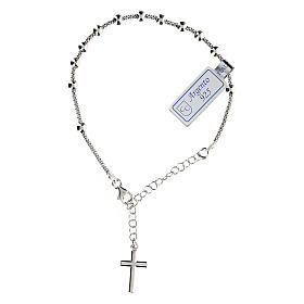 Single decade rosary bracelet with Crucifix, rhodium-plated 925 silver