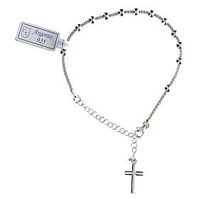 Single decade rosary bracelet with Crucifix, rhodium-plated 925 silver