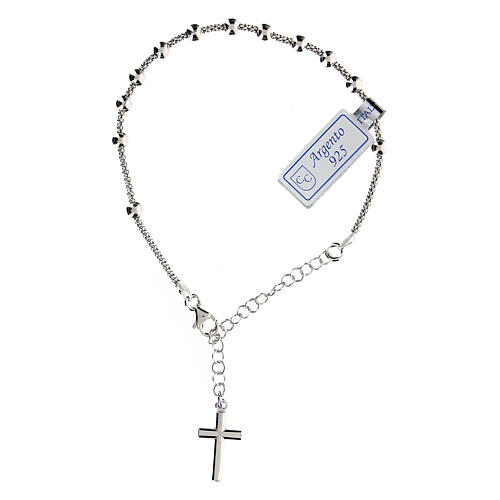 Single decade rosary bracelet with Crucifix, rhodium-plated 925 silver 1