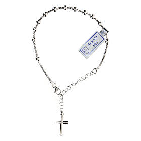 Pulseira dezena prata 925 crucifixo acab. rodiado