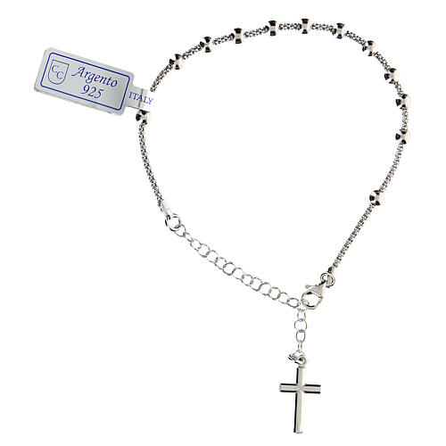 925 silver decade rosary bracelet with crucifix rhodium finish 2