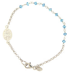 Bracelet of Miraculous Medal, 925 silver and light blue strass