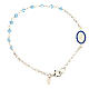 Bracelet of Miraculous Medal, 925 silver and light blue strass s1