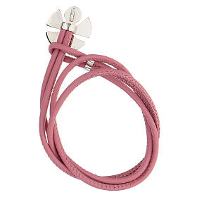 Bracelet with angel, 925 silver and pink artificial leather, Messaggeri di Gioie
