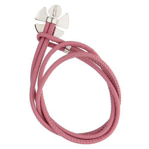 Bracelet with angel, 925 silver and pink artificial leather, Messaggeri di Gioie 2