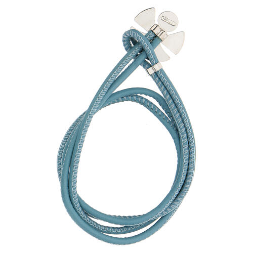 Bracelet with angel, 925 silver and light blue artificial leather, Messaggeri di Gioie 2