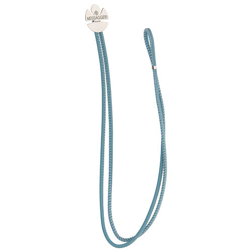 Bracelet with angel, 925 silver and light blue artificial leather, Messaggeri di Gioie 3