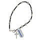 Rubber bracelet with 925 silver beads 5 mm cross charm s2