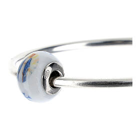 Pendentif perle passante pour bracelet Vierge Miraculeuse verre Murano argent 925