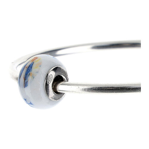 Perlina In Vetro Di Murano MATERIA – Ciondolo Da Donna Con Pois Verde E Blu, Argento 925, 7x14 Mm