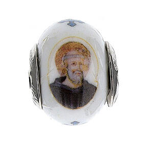 Charm, Heiliger Benedikt, aus Muranoglas und 925er Silber