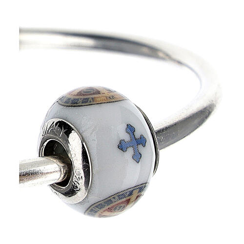 Charm/berloque para pulseira vidro de Murano e prata 925 imagem cruz de São Bento 3