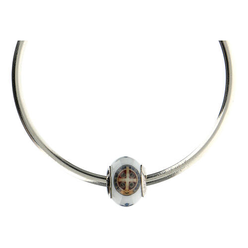 Charm/berloque para pulseira vidro de Murano e prata 925 imagem cruz de São Bento 4
