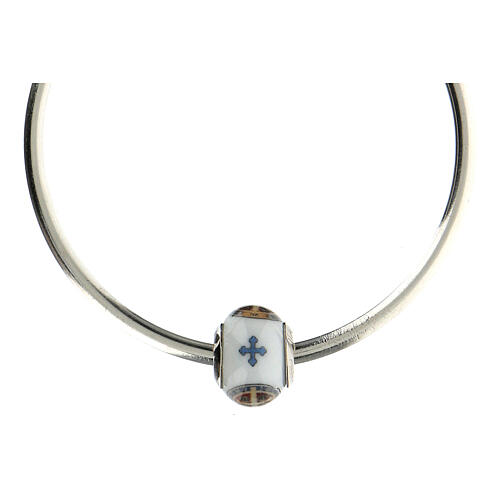 Charm/berloque para pulseira vidro de Murano e prata 925 imagem cruz de São Bento 5