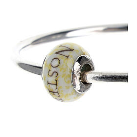 Charm for bracelets and necklaces, Pater Noster, Murano glass and 925 silver