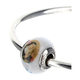 Charm for bracelets and necklaces, Saint Rita, Murano glass and 925 silver
