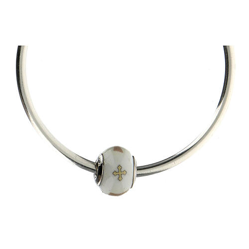 Bead charm Tau cross for bracelets Murano glass 925 silver 5