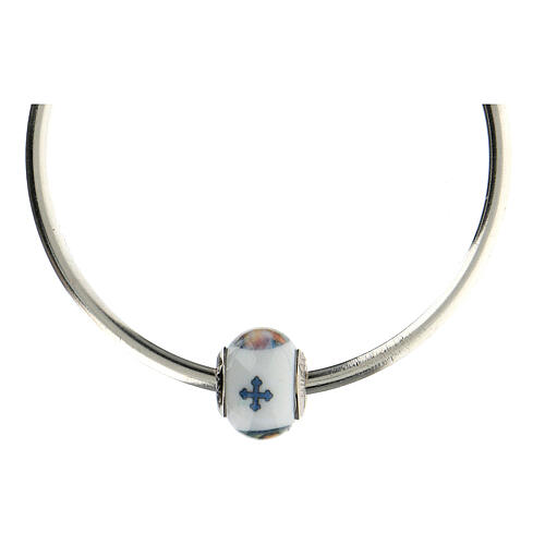 Bead charm of Divine Mercy Jesus for bracelets Murano glass 925 silver 5