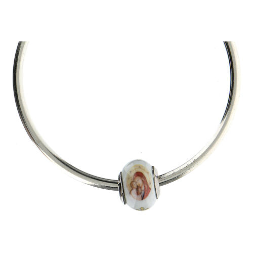Pendentif pour bracelets Vierge à l'Enfant verre Murano argent 925 4