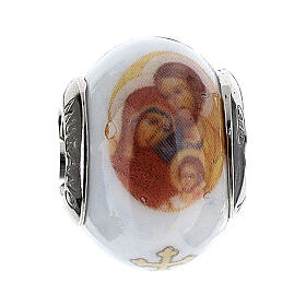 Holy Family bead charm for bracelets Murano glass 925 silver