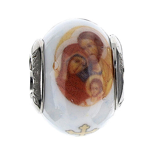 Holy Family bead charm for bracelets Murano glass 925 silver 1