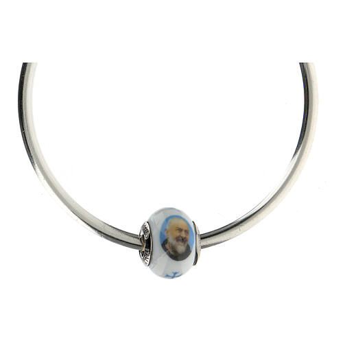 Perle passante Saint Pio argent 925 verre Murano pour bracelets 4