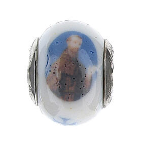 Charm bead St Francis for bracelets Murano glass 925 silver
