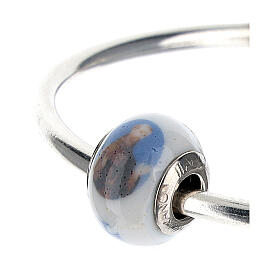 Charm bead St Francis for bracelets Murano glass 925 silver