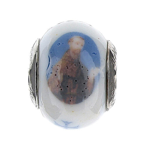 Charm bead St Francis for bracelets Murano glass 925 silver 1