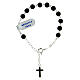 Single decade rosary bracelet of 925 silver, satin onyx beads of 6 mm and enamelled cross s1