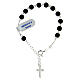 Single decade rosary bracelet of 925 silver, satin onyx beads of 6 mm and enamelled cross s2
