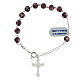 Single decade rosary bracelet with 6 mm purple lampwork beads and 925 silver cross pendant s2