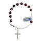 One decade rosary bracelet with purple beads 6mm 925 silver cross s1