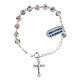 Single decade rosary bracelet with 6 mm white lampwork beads and 925 silver cross pendant s1
