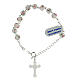 Single decade rosary bracelet with 6 mm white lampwork beads and 925 silver cross pendant s2