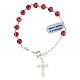 Single decade rosary bracelet with 6 mm pink lampwork beads and 925 silver cross pendant s2