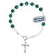 One decade rosary bracelet with green beads 6 mm 925 silver s1