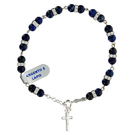 Rosary bracelet in 925 silver with 6 mm lapis lazuli round beads