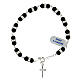 Single decade rosary bracelet with 6 mm onyx beads, crystals and 925 silver s1