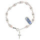 Single decade rosary bracelet with 6 mm pink quarts beads, crystals and 925 silver s1