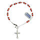 Single decade rosary bracelet with 6 mm coral beads, crystals and 925 silver s1