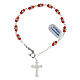 Single decade rosary bracelet with 6 mm coral beads, crystals and 925 silver s2