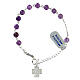 Single decade rosary bracelet of 925 silver, 6 mm amethyst beads and Chi-Rho cross s1