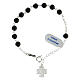 Single decade rosary bracelet of 925 silver, 6 mm onyx beads and Chi-Rho cross s1