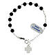 Single decade rosary bracelet of 925 silver, 6 mm onyx beads and Chi-Rho cross s2