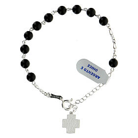 Rosary bracelet with 6 mm onyx beads Greek cross XP 925 silver